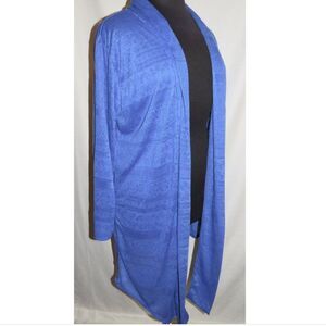 Blue Long Sleeve Lightweight Open Front Cardigan Plus Size 2XL 18